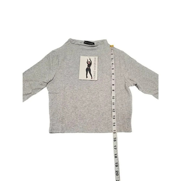Naked Wardrobe THE NW CROP TOP IN HEATHER GREY Sz M - Picture 8 of 9